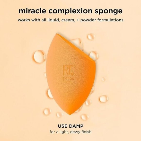 Real Techniques Makeup Sponge 4pc Set Miracle Complexion Blender, Vegan, Orange - Picture 5 of 7